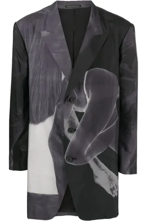 YOHJI YAMAMOTO Blazer boutonné à imprimé graphique