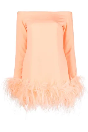 ‎Taller Marmo‎ Robe bordée de plumes Kika à coupe courte