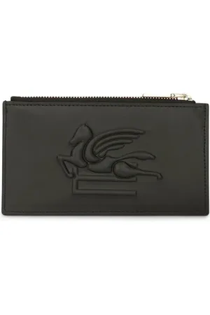 Etro Porte-cartes en cuir à motif Pegaso embossé