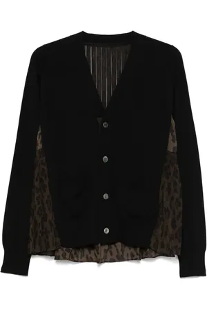SACAI Cardigan à empiècements contrastants