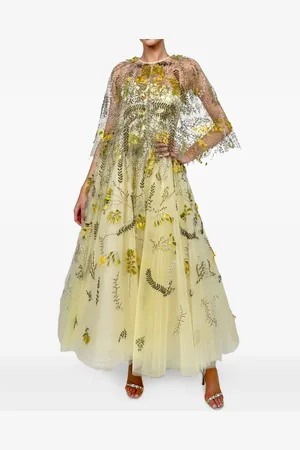MONIQUE LHUILLIER Robe à fleurs brodées