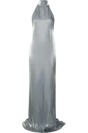 LAPOINTE Robe longue en organza à effet métallisé