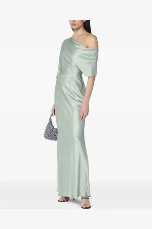 By Malina Robe longue en satin à épaules dénudées
