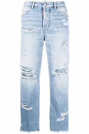 Dsquared2 Jean droit à effet usé
