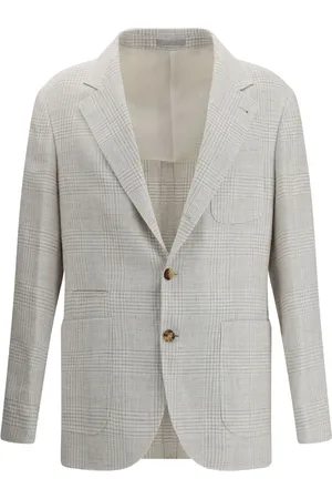 Brunello Cucinelli Blazer en lin à carreaux