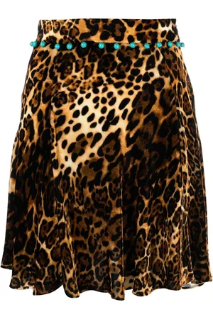 Roberto Cavalli Minijupe en velours à imprimé Ocelot