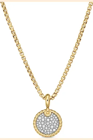 David Yurman Pendentif DY Elements Disc en 18ct serti de diamants