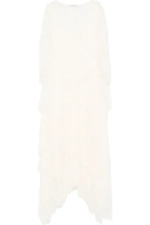 Serafini Robe en dentelle fleurie à coupe longue