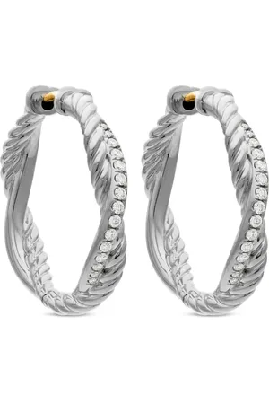 David Yurman Créoles Petite Infinity en sterling pavées de diamants (17,3 mm)