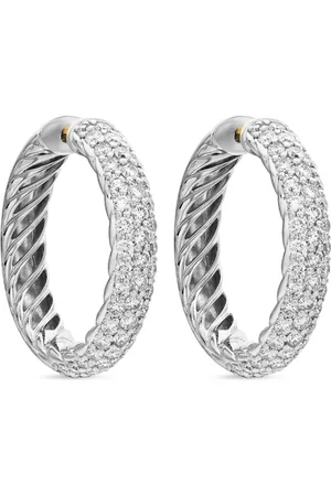 David Yurman Créoles DY Mercer en sterling pavées de diamants (25,4 mm)