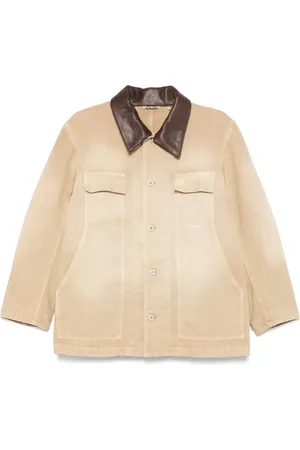 Auralee Veste boutonnée à col contrastant
