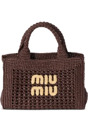 Miu Miu Sac à main à effet en raphia tressé