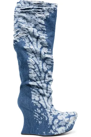 Masha Popova Bottes en jean à effet usé