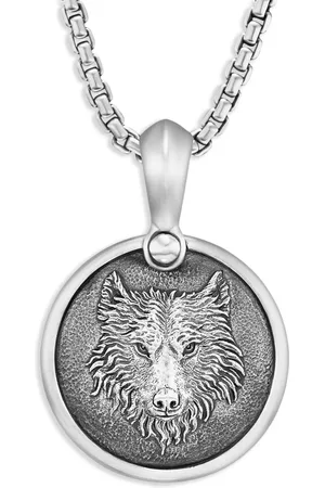 David Yurman Pendentif Petrvs Wolf en argent sterling pavé de diamants (21 mm)