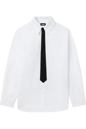 We11 Done Chemise en coton à détail noué au col