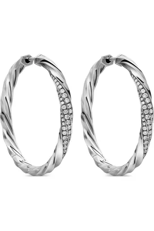 David Yurman Anneaux Cable Edge en sterling sertis de diamants