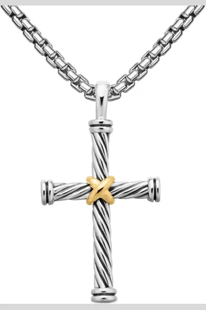 David Yurman Pendentif Cable Cross en or 18ct et argent sterling