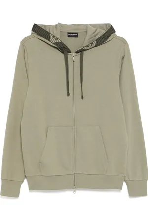 Emporio Armani Pull zippé en maille nervurée et capuche