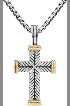 David Yurman Pendentif Chevron Cross en or 18ct et sterling (33 mm)