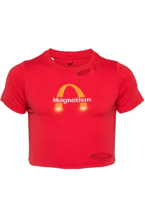 DOUBLET T-shirt Magnetism à effet usé