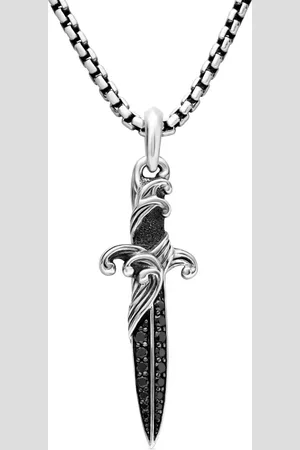 David Yurman Pendentif Waves Dagger en argent sterling pavé de diamants (43,8 mm)