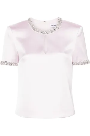 Self-Portrait Blouse en satin à ornements en cristal