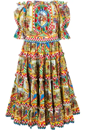 Dolce & Gabbana Robe mi-longue à imprimé Sicilian Carretto