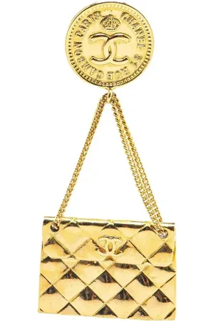 CHANEL Broche Flap Bag en plaqué matelassé (1980-1990)