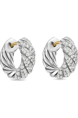 David Yurman Créoles Sculpted Cable pavées de diamants