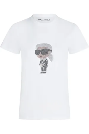 Karl Lagerfeld T-shirt Ikon à strass