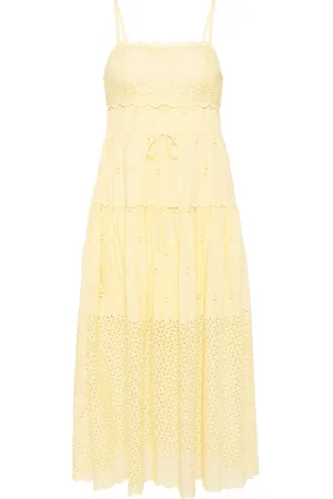 ULLA JOHNSON Robe mi-longue Isadore à broderie anglaise
