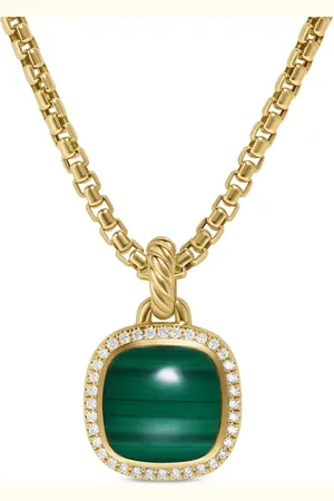 David Yurman Pendentif Albion en 18ct serti de malachite et pavé de diamants (15.5 mm)