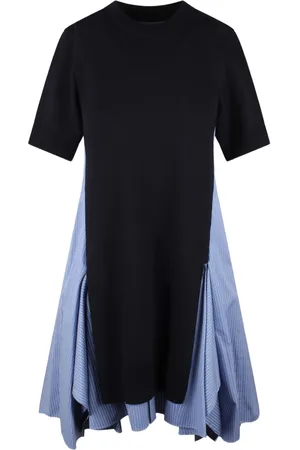 SACAI Robe mi-longue à empiècement rayé