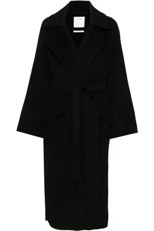 Sportmax Manteau long en feutre à taille ceinturée