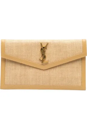 Saint Laurent 2022 Micro Raffia Uptown Pouch clutch bag