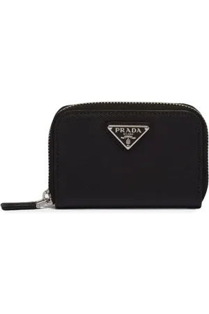 Prada Porte-monnaie en cuir Saffiano à plaque logo