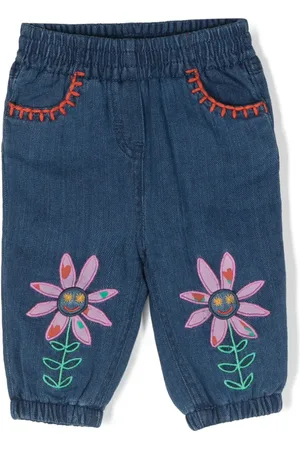 Stella McCartney Jean cigarette à fleurs brodées