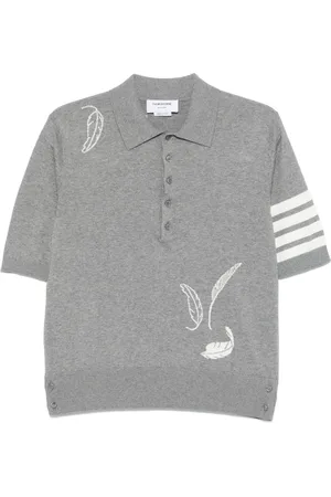 Thom Browne Polo à motif de plume en intarsia