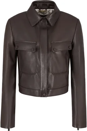 Giorgio Armani Veste zippée en cuir à col italien