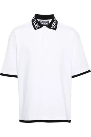 VERSACE Polo en coton à logo intarsia