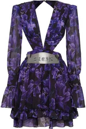 Philipp Plein Robe mi-longue en chiffon à fleurs