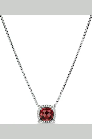 David Yurman Collier Petite Châtelaine en sterling serti de grenat et de diamants