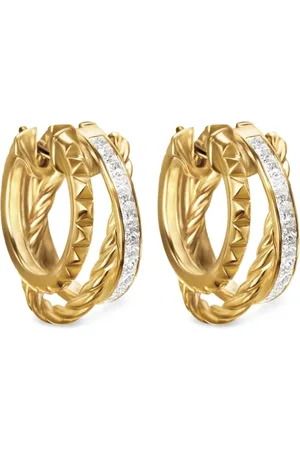 David Yurman Créoles Crossover Multi Row en 18ct pavées de diamants (18 mm)