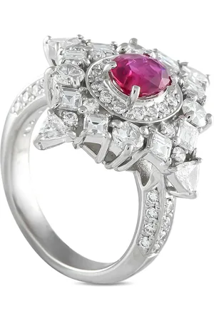 LB Exclusive Bague en platine sertie de rubis et de diamants