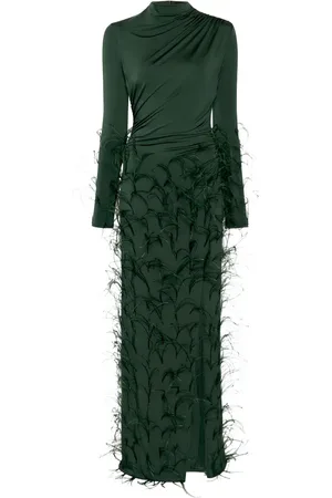 LAPOINTE Robe longue à détails de plumes
