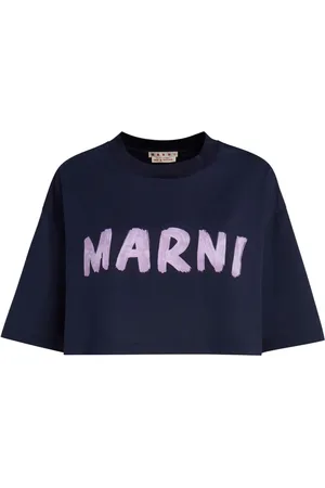 Marni T-shirt crop en coton à logo imprimé