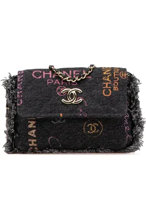 CHANEL Sac à bandoulière frangé Mood Clutch en jean à bride en chaîne (2021)