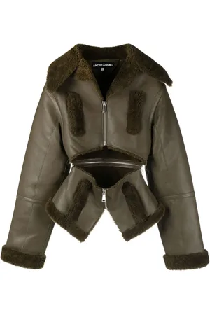 ANDREADAMO Veste en cuir à découpes