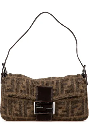 Fendi Mini sac porté épaule Baguette en laine à motif Zucca (2010-2024)