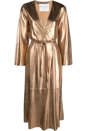 FORTE FORTE Robe portefeuille en cuir métallisé